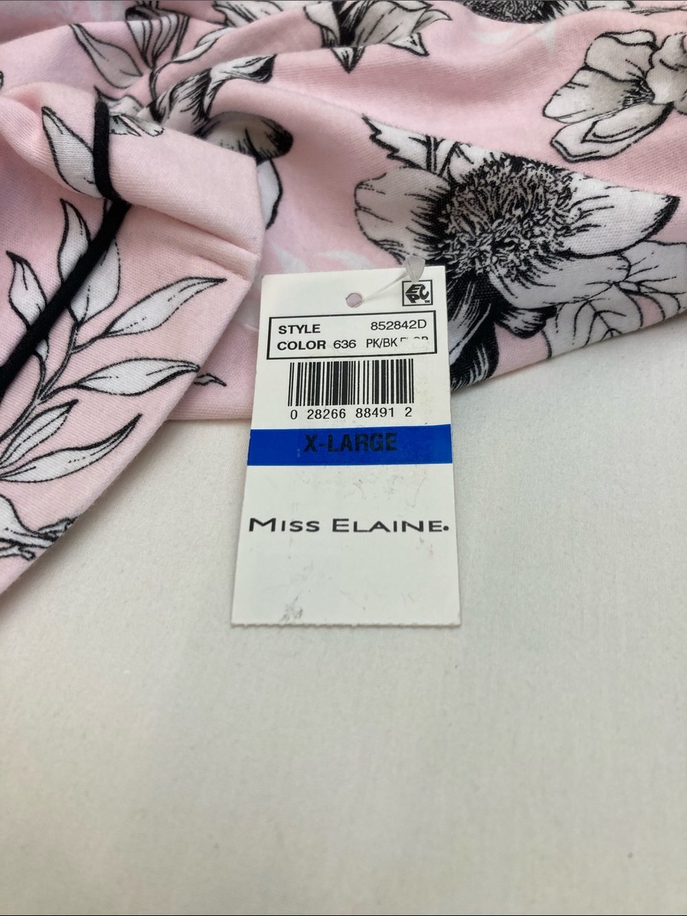 Miss Elaine Pink, Black and White Floral Snap-Front Night Robe XL NWT - Picture 10 of 10